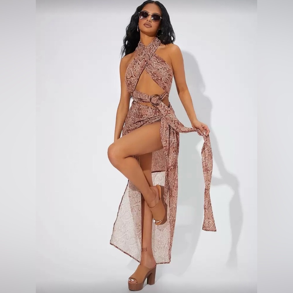 Elegant Wrap Halter top with skirt